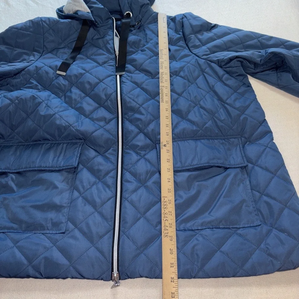 Nuage Blue Quilted Jacket Jersey Lining Removable Hood Women's‎ Size 2XL